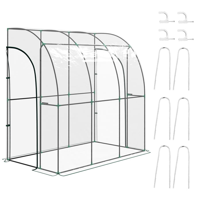 Spacious 214cm x 118cm Walk-In Greenhouse - Lean-To Design with Gardening Accessories - Ideal for Urban Gardeners & Patio Planting