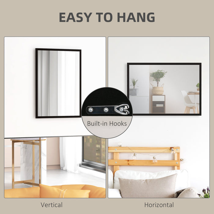 Bathroom Wall Mirror in Black – 70x50 cm Reflective Wall-Mounted Mirror – Perfect for Bedroom, Living Room, Hallway Decor