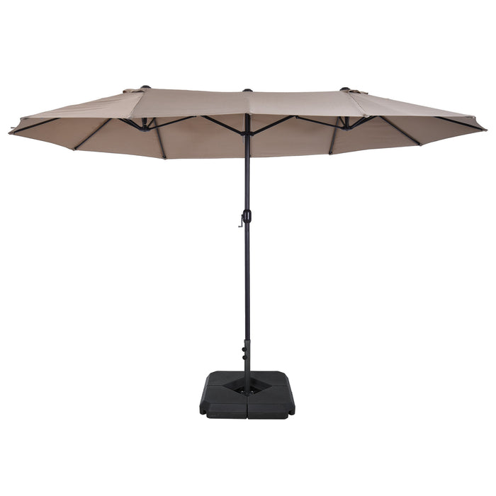 Double-Sided 4.6m Garden Parasol - Tan Patio Sun Umbrella with Market Shelter Canopy and Stand - Outdoor Shade Solution for Relaxation and Gatherings