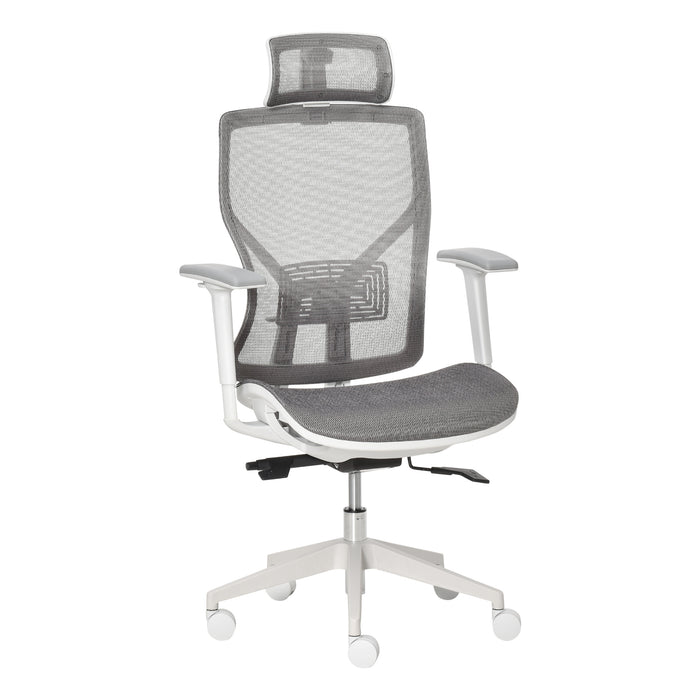 Ergonomic Chair with 3D Armrest - Comfortable 360° Swivel, Mesh Back, Adjustable Height, Wheeled Desk Chair - Ideal for Home Office Use, Grey Color