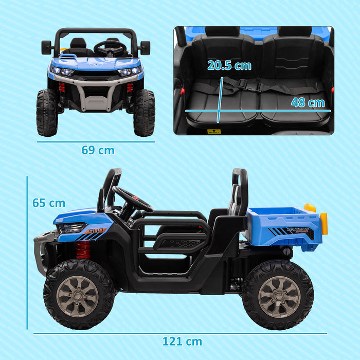 12V Dual-Seater Children's Electric Ride-On Car - Includes Electric Bucket and Remote Control - Perfect for Kids' Adventure Play