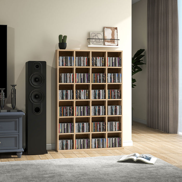 Adjustable CD Storage Unit - Spacious 89 x 130.5 cm Shelving Solution with Natural Wood Finish - Ideal Organizer for Music Enthusiasts and Collectors