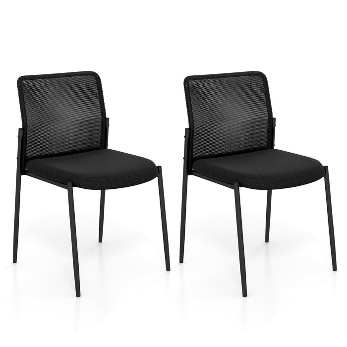 Chair Bundle of 2 for Waiting Rooms - Ergonomic Design with Mesh Backrest and Padded Seat in Black - Ideal Comfort Solution for Visitors and Clients