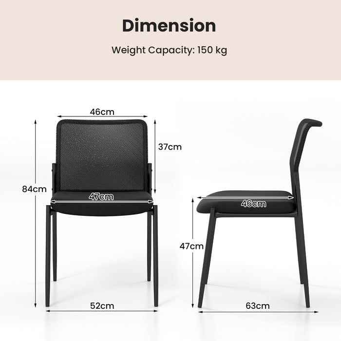 Chair Bundle of 2 for Waiting Rooms - Ergonomic Design with Mesh Backrest and Padded Seat in Black - Ideal Comfort Solution for Visitors and Clients
