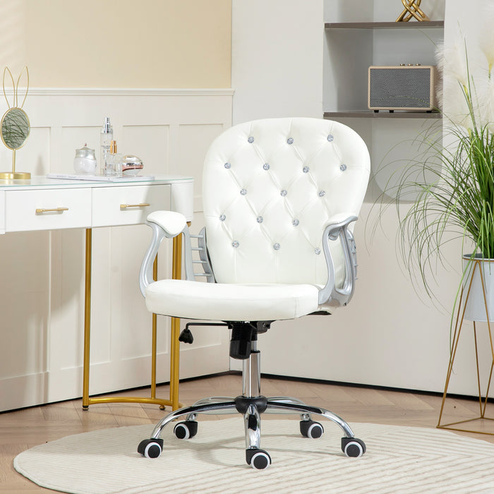 Ergonomic 360° Swivel Office Chair - PU Diamond-Pattern Padding & Durable 5-Castor Wheel Base - Ideal for Home Office Comfort and Style