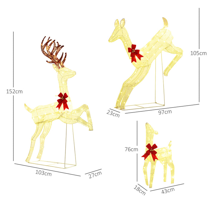 Outsunny Three-Piece LED Light Reindeer Christmas Decoration | Aosom UK