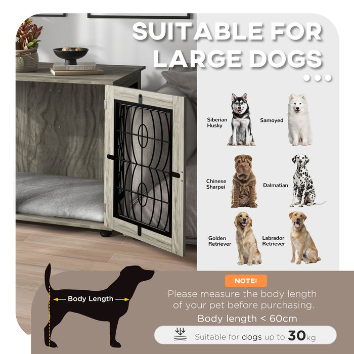 Indoor Dog Crate Furniture - 37" End Table with Soft Washable Cushion & Lockable Door - Stylish Pet Housing Solution for Large Dogs