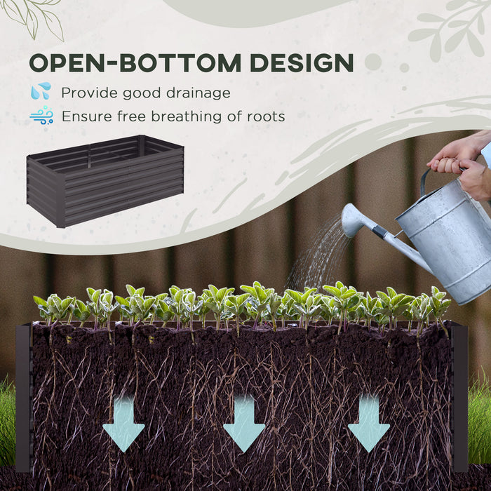 Galvanized Steel Raised Garden Beds - 2-Pack Outdoor Planters with Reinforced Rods for Veggies, Flowers, Herbs - Ideal for Gardeners, 180x90x59cm, Dark Grey