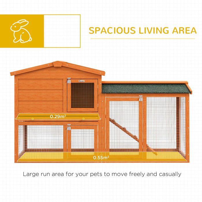 Deluxe 2-Tier Rabbit Hutch with Run and Ramp - Includes Slide-Out Tray, Perfect for Garden and Yard Use - Spacious Shelter for Rabbits and Small Animals