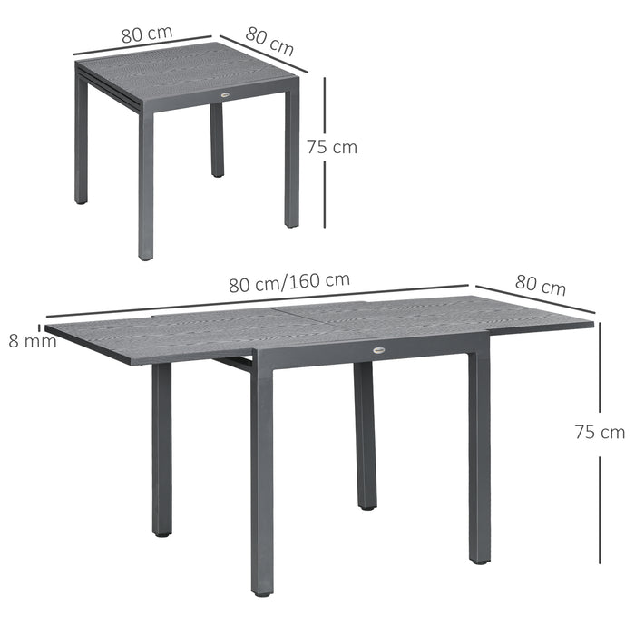 Aluminium-Frame Extendable Garden Table for 6 - Durable Steel Top in Dark Grey - Ideal for Outdoor Dining and Entertaining