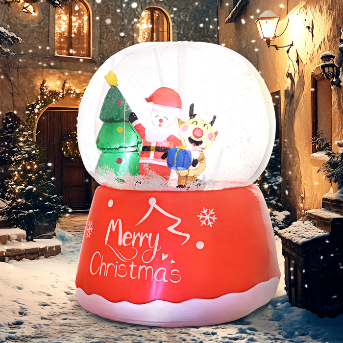 Outsunny 5.5FT Christmas Inflatable Crystal Ball with Santa Claus, Reindeer and Xmas Tree, Inflatable Christmas Decoration, Christmas Blow Up Crystal Ball with LED Lights for Indoor, Outdoor