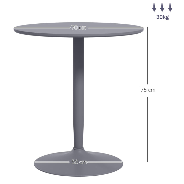 Modern Round Dining Table - Steel Base with Non-slip Foot Pad for Stability - Space-Saving Design Ideal for Small Dining Areas, Grey Finish