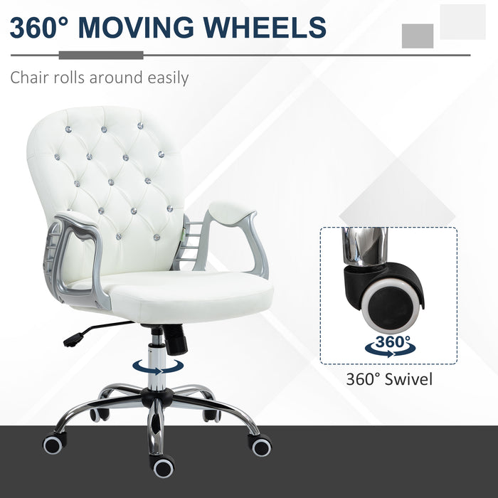 Ergonomic 360° Swivel Office Chair - PU Diamond-Pattern Padding & Durable 5-Castor Wheel Base - Ideal for Home Office Comfort and Style