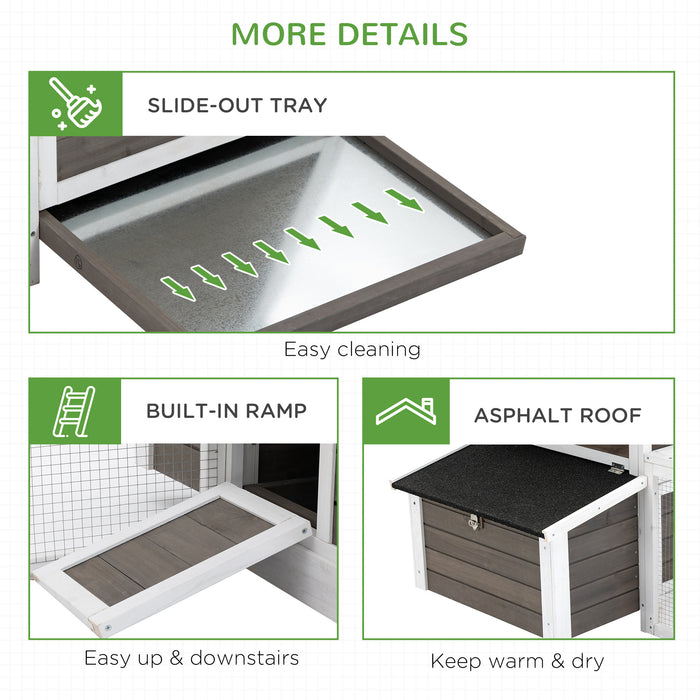 Deluxe 2-Tier Wooden Chicken Coop - Spacious Hen House with Nesting Box, Removable Tray, and Outdoor Run - Ideal Poultry Habitat for Backyard Farmers