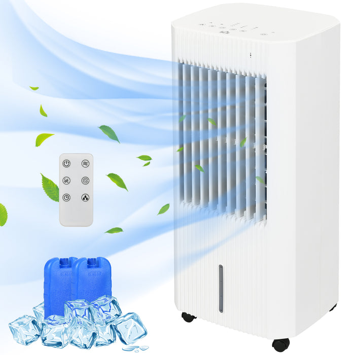 68cm 3-In-1 Evaporative Air Cooler - Portable Ice Cooling Fan, Humidifier with LED Display & Oscillation - Includes Remote, 15H Timer, 5L Tank for Home Comfort, White