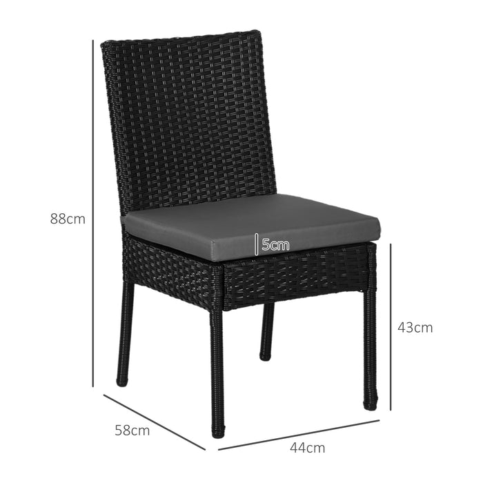 Outdoor Rattan Seating Bundle - Set of 4 Armless Black Garden Chairs - Perfect for Patio and Garden Entertaining