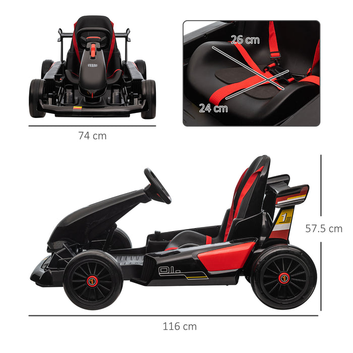 12V Electric Go Kart for Kids - Adjustable Footrest, Reversible Steering, Ride-On Racer, 2 Speed Options - Rechargeable Battery-Powered Kart for Racing Enthusiasts