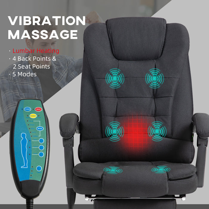 Ergonomic Heated Massage Office Chair with 6 Vibration Points - Comfortable Executive Chair in Black - Ideal for Stress Relief and Relaxation at Work