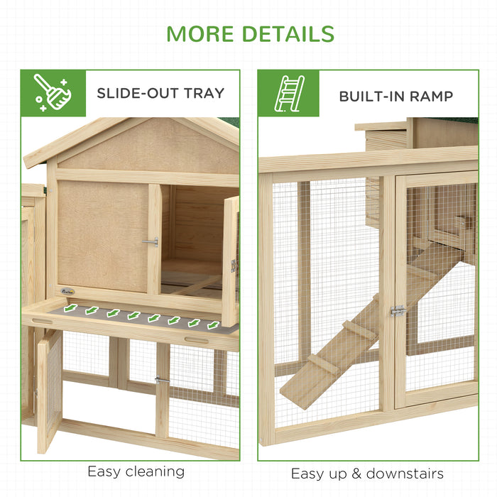 Deluxe Wooden Chicken Coop with Spacious Run - Backyard Hen House with Nesting Box, 204 x 85 x 93cm - Ideal for Poultry Keeping and Egg Laying