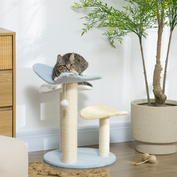 Cat Tower with Butterfly Top - Indoor Kitten Play Structure with Sisal Scratch Post and Hanging Toy Ball - Ideal for Playful Cats and Scratching Needs