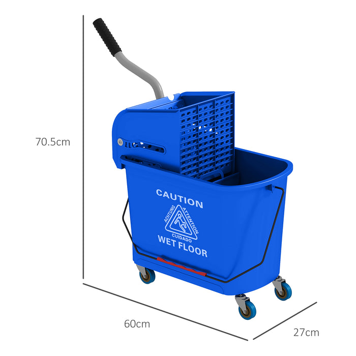 Heavy-Duty 20L Mop Bucket with Wringer - Easy Rolling Wheels for Efficient Floor Cleaning, Dual Water Compartment Design - Ideal for Home and Commercial Use