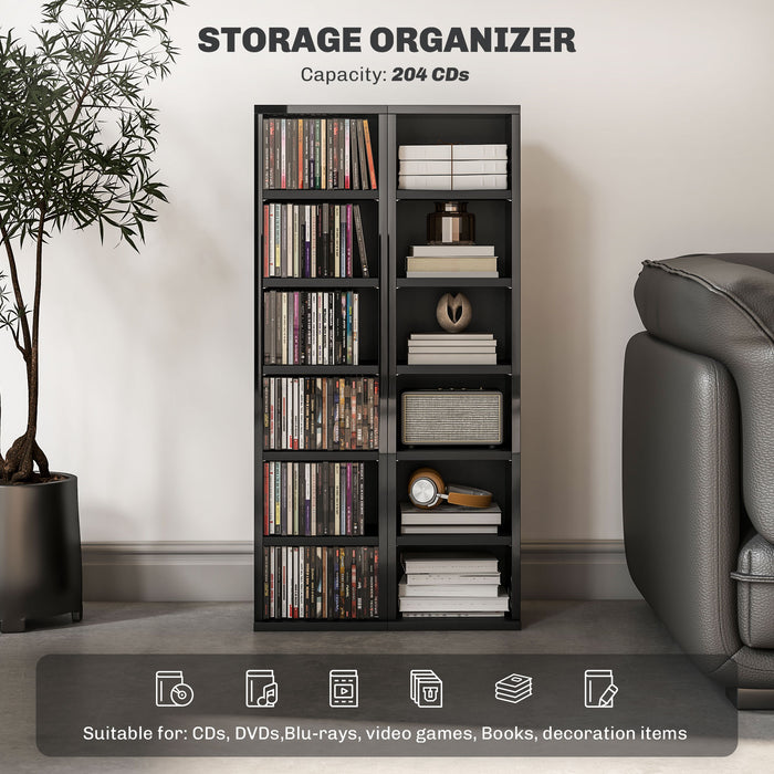 102 CD Capacity Storage Towers - High-Gloss Black Double Pack - Media Organization for Music Enthusiasts