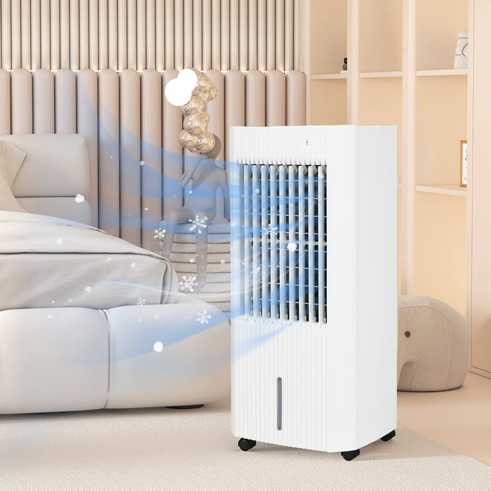 68cm 3-In-1 Evaporative Air Cooler - Portable Ice Cooling Fan, Humidifier with LED Display & Oscillation - Includes Remote, 15H Timer, 5L Tank for Home Comfort, White