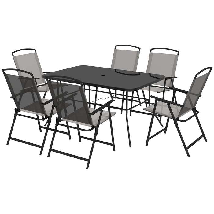 7-Piece Metal Patio Dining Set - Outdoor Folding Chairs & Tempered Glass Table - Ideal for Garden Seating & Entertaining 6 Guests