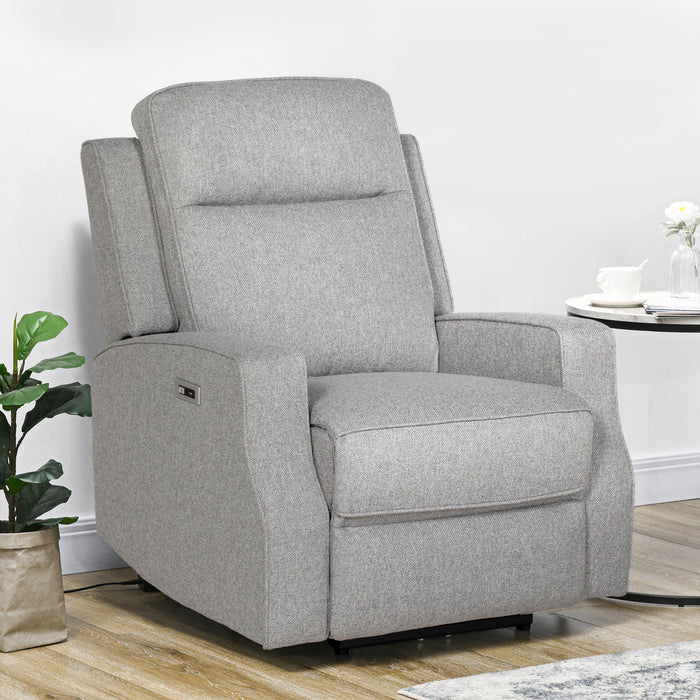 Electric Recliner Armchair with Adjustable Leg Rest and USB Port - Comfortable Upholstered Chair for Living Room - Ideal for Relaxation and Convenience