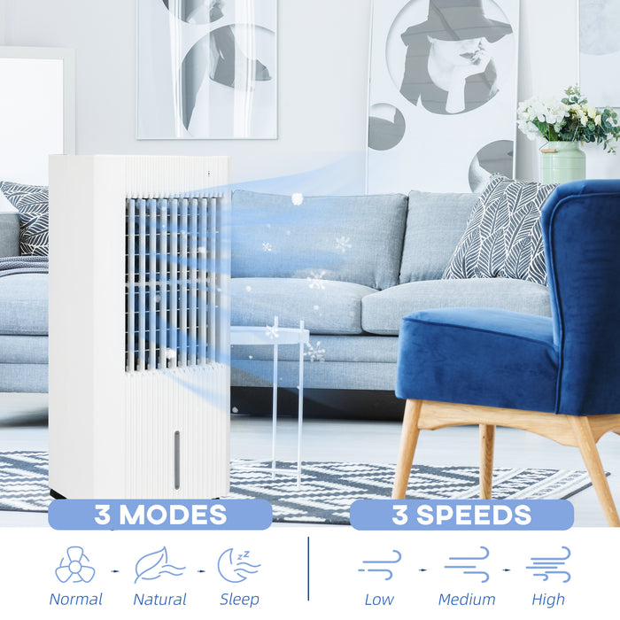 68cm 3-In-1 Evaporative Air Cooler - Portable Ice Cooling Fan, Humidifier with LED Display & Oscillation - Includes Remote, 15H Timer, 5L Tank for Home Comfort, White