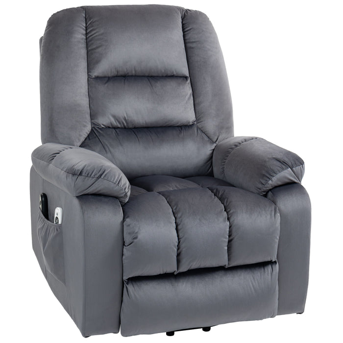 Electric Riser & Recliner Chair with Heat and Vibration Massage - Easy Assembly, Side Pockets in Modern Grey - Ideal for Elderly & Individuals with Limited Mobility