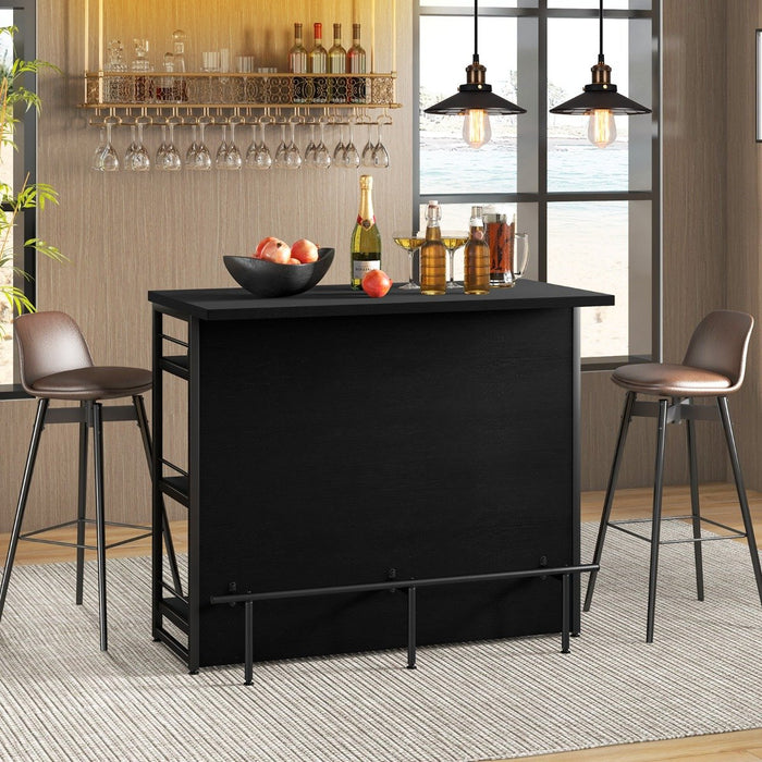 Industrial Home Bar Unit with 3 Open Shelves-