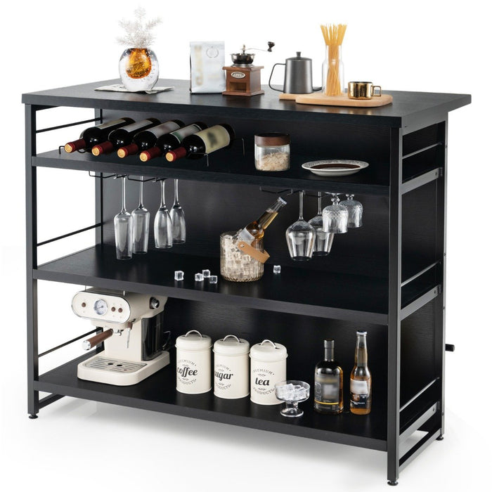 Industrial Home Bar Unit with 3 Open Shelves-