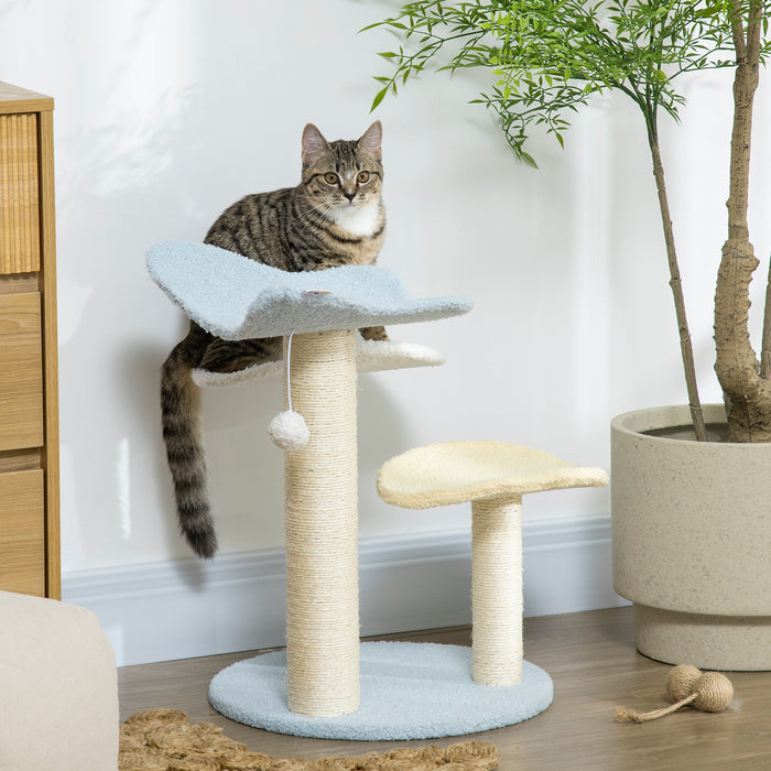 Cat Tower with Butterfly Top - Indoor Kitten Play Structure with Sisal Scratch Post and Hanging Toy Ball - Ideal for Playful Cats and Scratching Needs