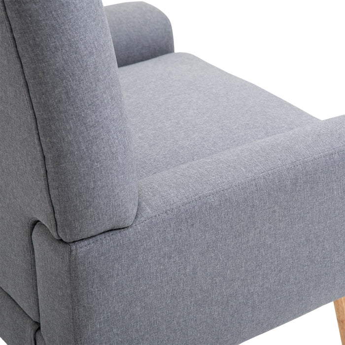 Nordic Padded Wooden Armchair - Single Cushion with Button Tufted Seat and Sponge Padding - Ideal for Scandinavian-Styled Living Room or Bedroom Comfort