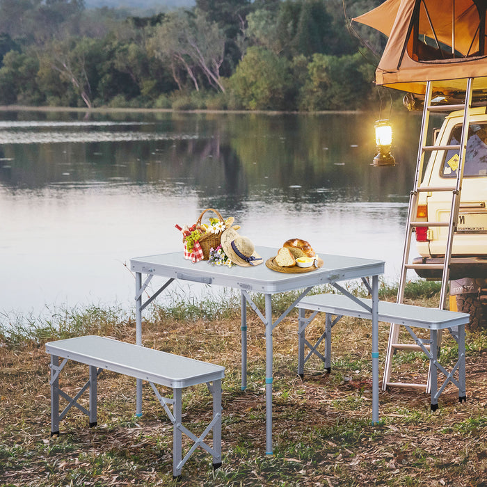 Lightweight Folding Table and Chairs Set - Portable Aluminium Camping Dining Combo for Picnic, Garden & Patio - Ideal for Outdoor BBQs and Gatherings