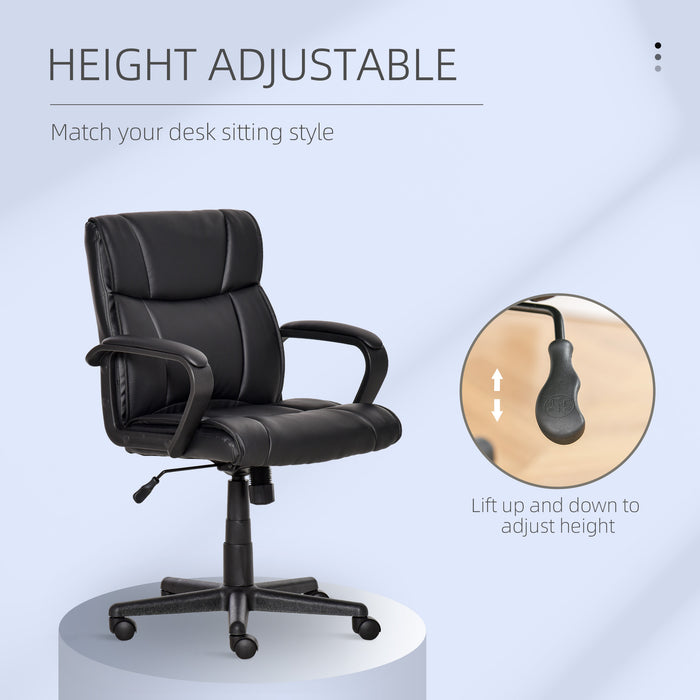 Executive Office Swivel Chair - PU Leather Ergonomic Design with Adjustable Height and Arms - Ideal for Home Office Comfort and Style