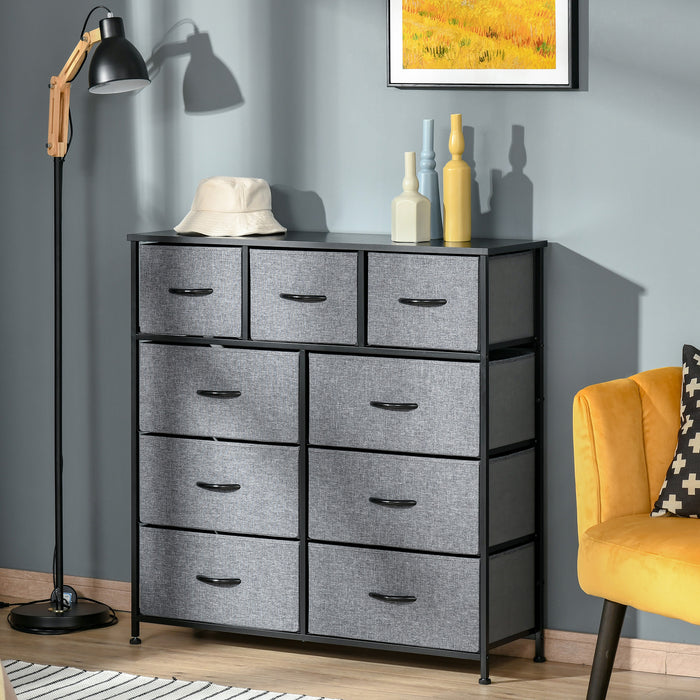 9 Drawers Storage Chest - Bedroom and Entryway Organizer with Easy Pull Fabric Bins - Ideal for Clothing, Accessories & Decluttering