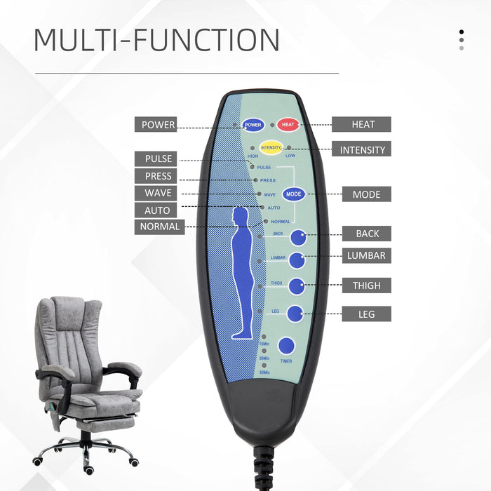 Ergonomic Heated Massaging Chair - 6-Point Vibration, High-Back, Breathable Faux Leather, Adjustable Height - Comfort for Home Office Use