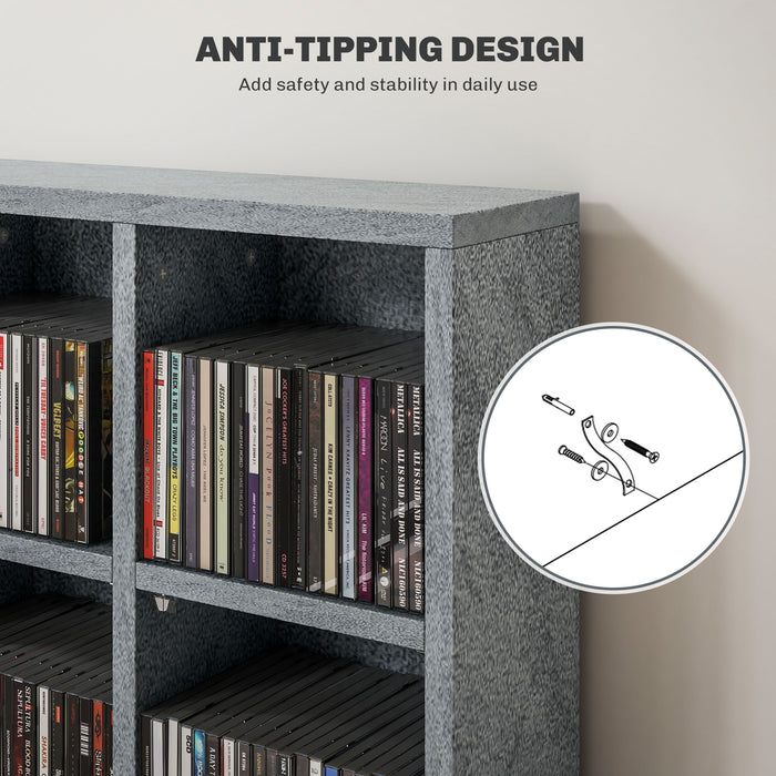 Adjustable CD Shelving Unit - 89 x 130.5 cm with Customizable Layout, Cement Grey - Ideal for Organized Media Collection