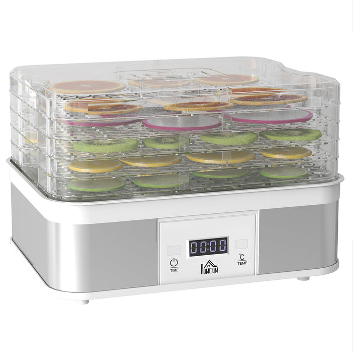 5-Tier Stainless Steel Food Dehydrator - 245W Dryer with Adjustable Temp, Timer, LCD Display - Perfect for Fruits, Meats, Vegetables, Jerky, Pet Treats