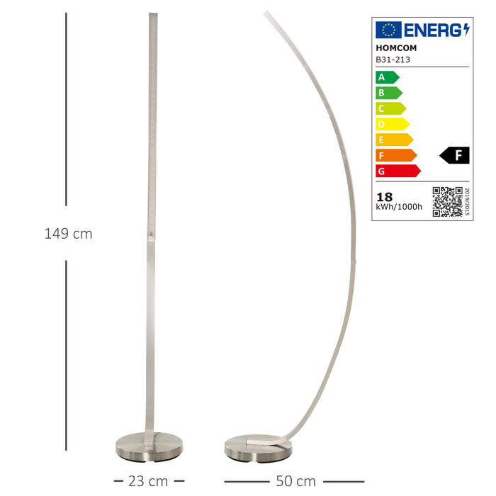 Aluminium Arc Floor Lamp - Futuristic LED Standing Light with Round Base, Foot Switch for Home Ambiance - Silver-Tone Indoor Lighting Solution for Modern Decor