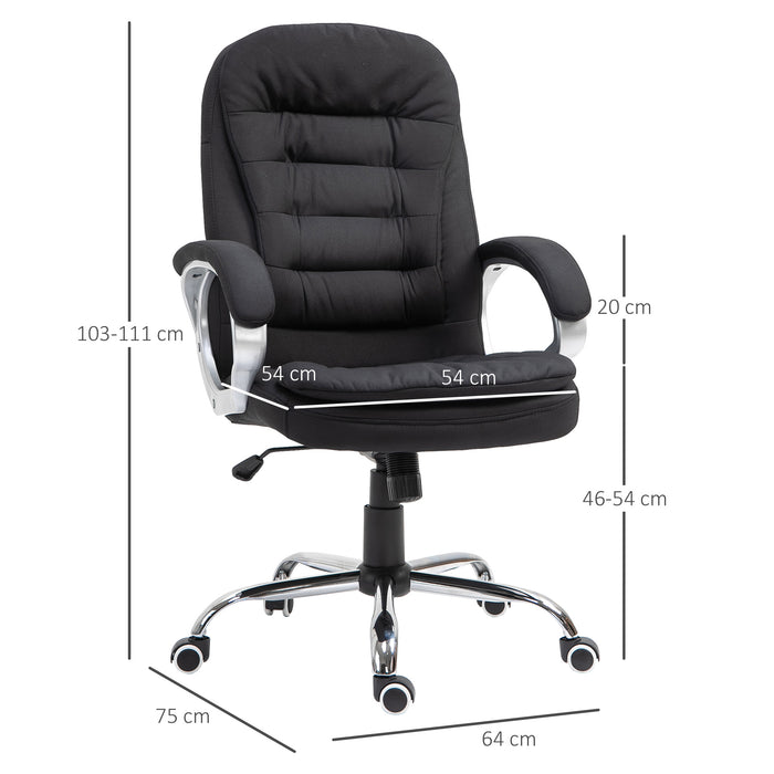 Ergonomic Task Chair with Arms - Home Office Comfort with Swivel Wheels & Linen Fabric - Ideal for Prolonged Sitting and Productivity