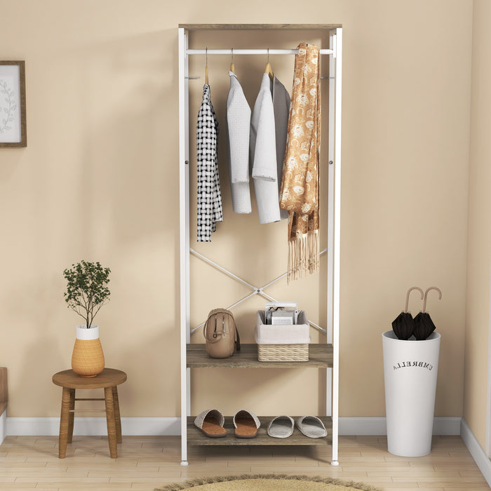 Hallway Storage Organizer with Coat Hooks and Shoe Bench - Versatile Grey Finish - Ideal for Entryway Clutter Control