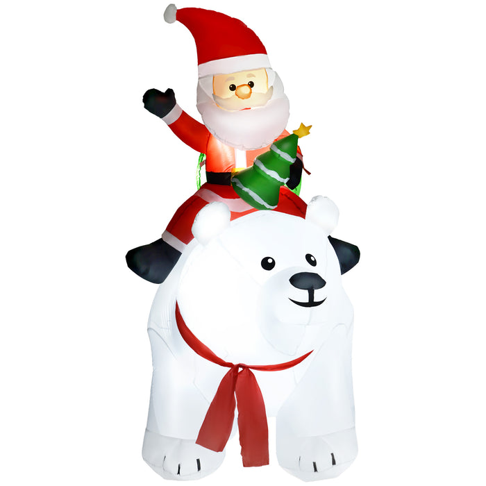 Outsunny 6.6FT Christmas Inflatable Santa Claus Riding on Polar Bear, Christmas Blow Up Outdoor LED Display for Garden Party | Aosom UK