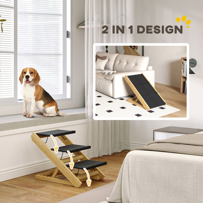 Adjustable 3-Step Dog Ramp - Non-Slip Pet Stairs for Medium-Sized Dogs, Foldable Design - Easy Access to Bed and Sofa for Pets