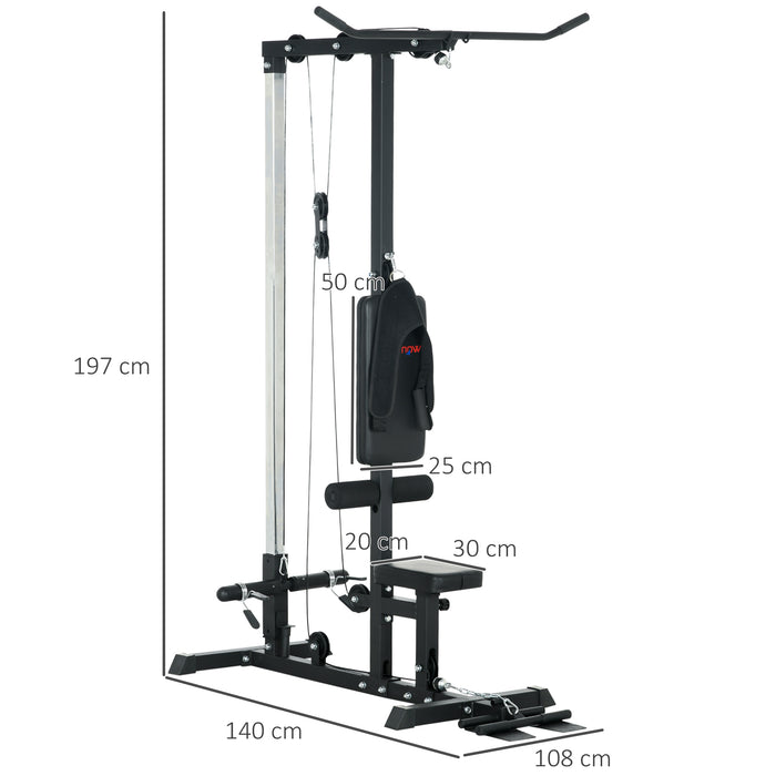 Adjustable Pull Up Station Power Tower - Chin Up, Lat Pulldowns & Multi-Function Fitness Equipment with Flip-Up Footplate - Ideal for Home Gym Strength Training