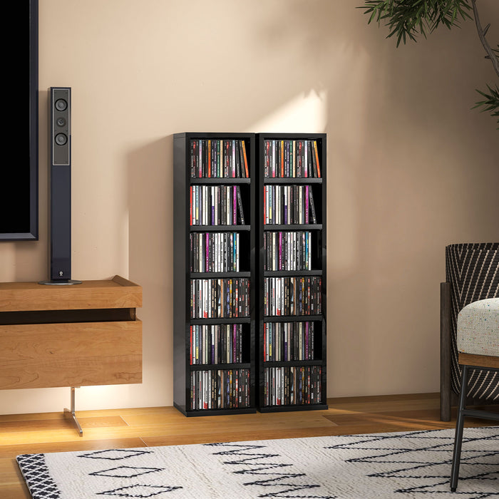 102 CD Capacity Storage Towers - High-Gloss Black Double Pack - Media Organization for Music Enthusiasts