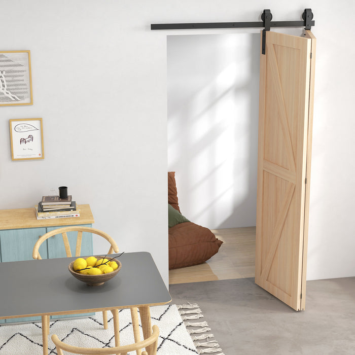 Bi-Folding Sliding Barn Door Hardware Kit - 4FT/122CM Heavy Duty Track System with J Shape Hangers for Dual Doors - Space-Saving & Stylish Access Solution for Home Interiors