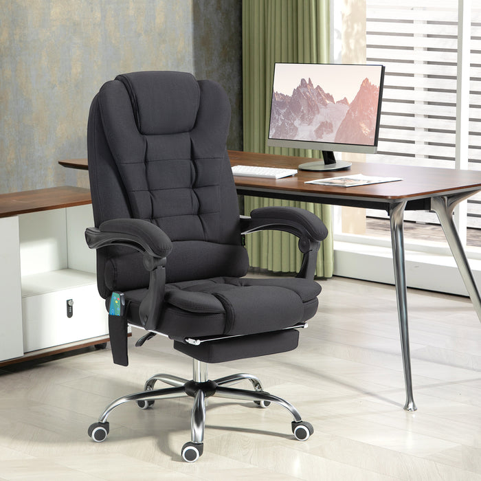 Ergonomic Heated Massage Office Chair with 6 Vibration Points - Comfortable Executive Chair in Black - Ideal for Stress Relief and Relaxation at Work